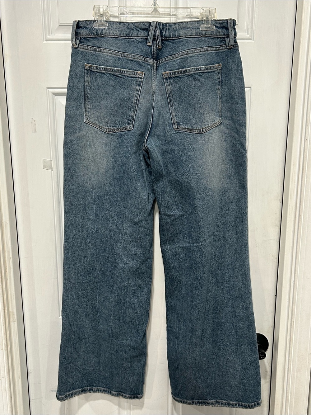 Good American Good Ease Relaxed Wide Leg Jeans Mid Rise Medium Wash Petite 6/28 - Picture 6 of 13